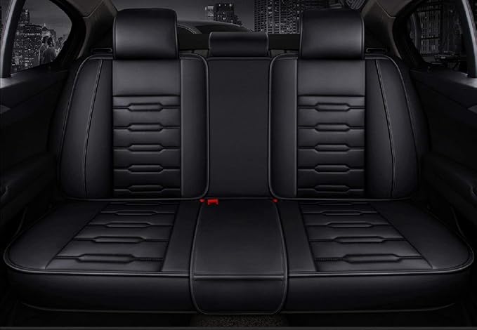 Seat Covers Full Set, Waterproof Leather Seat Covers for Cars, 5 Seats Universal Car Seat Protectors, Black Car Seat Covers Car Seat Cushions Fit for Most Cars (Black)
