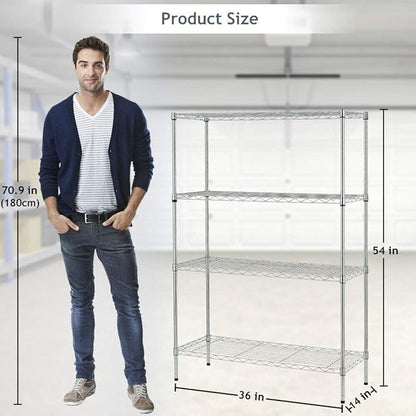 BestOffice Shelving Unit NSF Metal Large Storage Shelves Heavy Duty Height Adjustable Commercial Grade Steel Utility Layer Shelf Rack Organizer (36x14x54, Chrome)