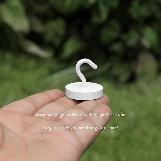 Neosmuk Magnetic Hooks, Cruise Ship Essentials, 120lb+ Heavy Duty Magnetic Hooks for Cruise Cabins, Refrigerator, Grill, Hanging, and Travel | Extra Strong Must-Haves Magnet Hook,White,Pack of 10
