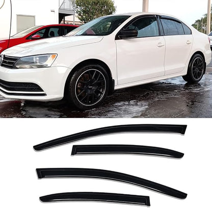 94985 Sunproof Waterproof Side Window Wind Deflector, 4pcs Protective Replacements Rain Guards Set, Window Visor fit for 2011-2018 Jetta