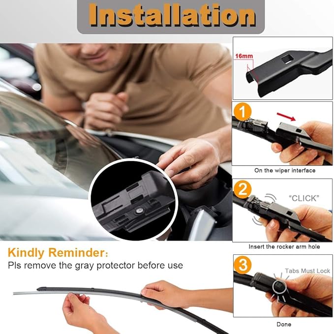 AUTOBOO 24"+19" Windshield Wipers Blades Replacement for Honda CRV CR-V 2023 2024 2025 with 10 Inch Rear Wiper Blade -Original Factory Quality (Pack of 3)