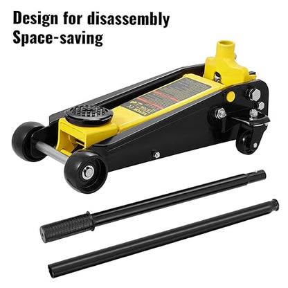 VEVOR 3 Ton Low Profile Floor Jack for All Terrain Vehicles, Heavy-Duty Steel Racing Jack with Quick Lift Pump, 5.12"-20" Lifting Range, 3.0 tons