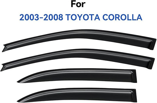 Window Visors Rain Guards Shield for 2003-2008 Toyota Corolla, Out-Channel Window Vent Wind Deflectors Visors Shades for 03-08 Corolla