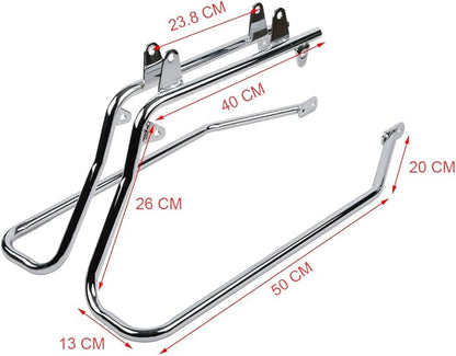 XFMT Hard Saddlebags + Chrome Conversion Brackets Compatible with HARLEY HD SOFTAIL MODEL 1986-2013