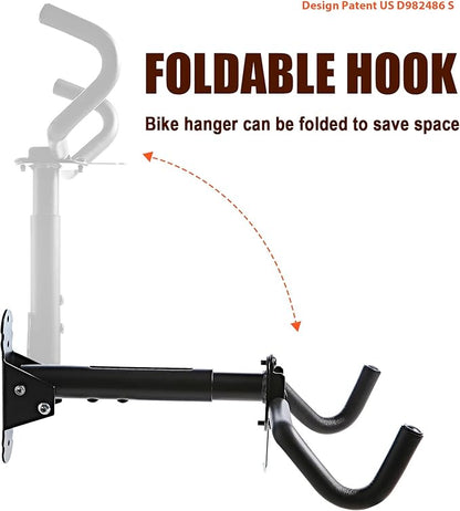Gootus Bike Wall Mount Hanger - Horizontal Bicycle Indoor Storage Rack | Cycling Wall Mounted Holder Hook - Hang Your Road, Mountain or Hybrid Bikes in Garage or Home