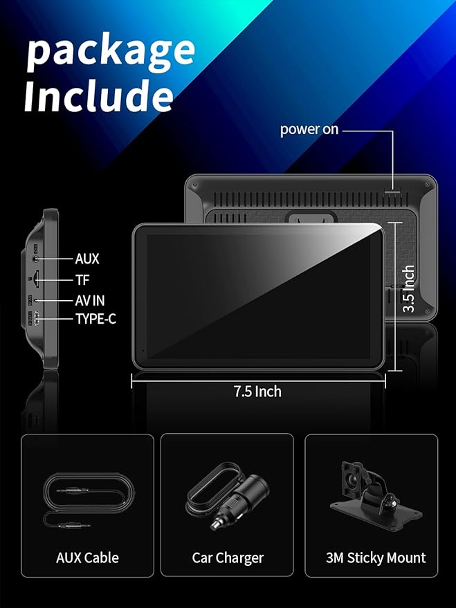 Android Carplay Screen for Car, 7 Inch with 4 Core and 2GB+32GB, Wireless Apple Carplay Android Auto Car Stereo Built-in GPS Navigation Netflix YouTube Tictok Google Play, OTA Upgrate Support
