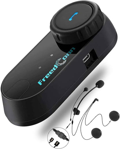 FreedConn Motorcycle Helmet Bluetooth Headset,TCOM VB with Music Sharing 2-Riders 800M Universal Intercom Communication Systems,Waterproof Motobike Interphone/FM/Siri/BT5.0/2 in 1 Mic for All Helmets