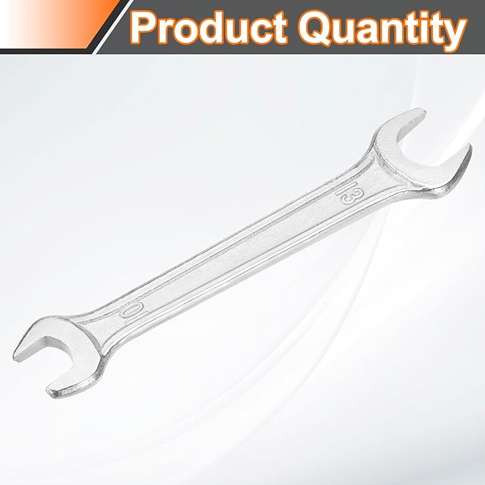 HARFINGTON Double Open End Wrench 10mm x 13mm Metric 15 Degree Offset Angle Small Flat Head Wrench Galvanizing Open Ended Spanner for Automotive Repair Furniture Assembly