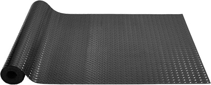 VEVOR Diamond-Plate Flooring Roll, SBR Rubber Mat, Easy to Clean, Gym & Garage Industry, Black