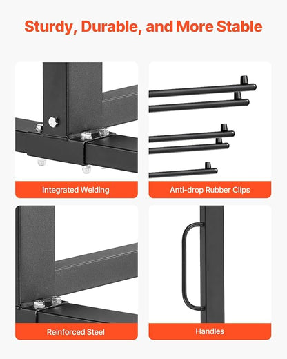 VEVOR Folding Chair Rack, 800 LBS Capacity, Heavy-Duty Chair Cart for 84 Chairs/ 12 Tables+42 Chairs, Dual-Layer Chair Storage Dolly with Rubber Wheels and Holders, Large Chair Holder, Matte Black