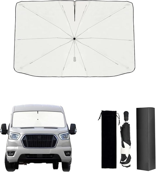 Umbrella Sunshade for Ford Transit 150 250 350 Accessories 2015-2023 2024 2025, Foldable Windshield Cover Sun Shade Umbrella Visor with UV Block Windshield (for Ford Transit 2015-2025)