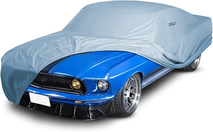 iCarCover Custom Car Cover for 1969-1973 Ford Mustang Waterproof All-Weather Rain Snow UV Sun Protector Full Exterior Weatherproof Indoor Outdoor Car Cover