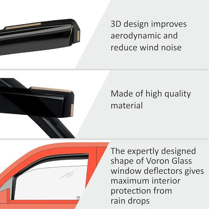 Voron Glass in-Channel Extra Durable Rain Guards for Toyota Sequoia 2023-2025, Window Deflectors, Vent Window Visors, 4 Pieces - 200556