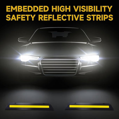 2Pack Parking Stopper for Garage Parking Aid for Cars with Reflective Stripes Garage Bumpers for Parking Car with 4PC Expansion Screws 18" L x 2" H
