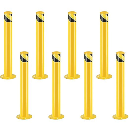 Safety Bollard Post, Steel Bollards,Parking Bollard, Yellow Powder Coated Safety Parking Barrier Post, for Traffic Sensitive Areas (8, 42"H*3"D)