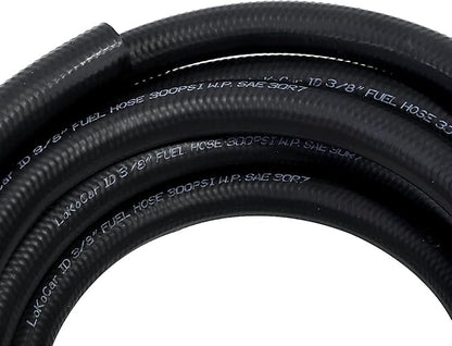 LokoCar Rubber Fuel Hose Line Push Lock 3/8" ID SAE 30R7 NBR 25ft 300PSI Black