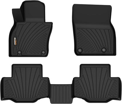 Binmotor-Floor Mats for 2025 Mazda CX70 & CX-70 PHEV & CX-90 & CX-90 PHEV，Front and 2nd Row,TPE All Weather Car Accessories Mats for Mazda CX 70, Floor Liners Waterproof, Nonslip-Black