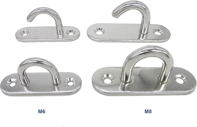 Stainless Steel Ceiling Hooks & Wall Hangers - Heavy Duty M8 Screw Mount, Rust-Proof Anchor Straps for Garage, Outdoor, Storage (4-Pack)