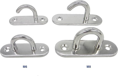 Stainless Steel Ceiling Hooks & Wall Hangers - Heavy Duty M8 Screw Mount, Rust-Proof Anchor Straps for Garage, Outdoor, Storage (4-Pack)