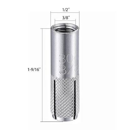 Wensilon(20 pcs) 3/8"-16 Premium Stainless Steel Drop in Anchors Assortment, Knurled Drop-in-Anchor for Solid Concrete, Internal Forced Expansion Screw Bolts