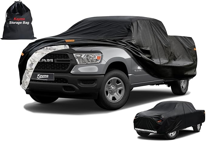 Kayme Truck Cover Custom Fit Dodge Ram 1500(1994-2001) Quad/Extended Cab Long Bed. Full Exterior Heavy Duty Outdoor Pickup Truck Car Cover Waterproof All Weather.Car Tarp for Wind Sun Dust Protection.