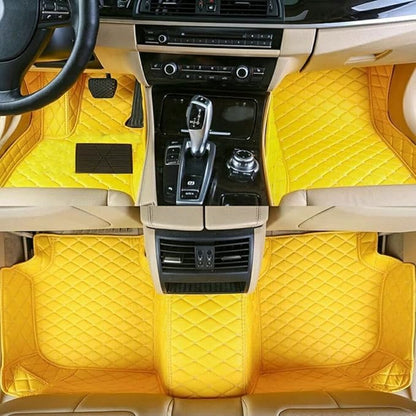 Custom All-Weather Protection Luxury Leather Floor Mats for Cars SUVs Trucks According Anti-Slip Leather Floor mats ﻿ (18,Yellow)