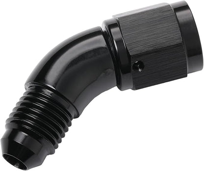 45 Degree 4AN Male to 4AN Female Swivel Full Flow Fitting Adapter Coupler Aluminum Black