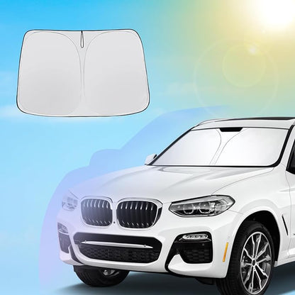 SXCY for 2018-2023 2024 BMW X3 Windshield Sunshade for 2021-2023 2024 X3 30i/M40i/M Accessories 2023 2024 X3M Sun Shade Foldable Sun Shield 2022 2023 2024 X3 Sun Protector Block UV Ray