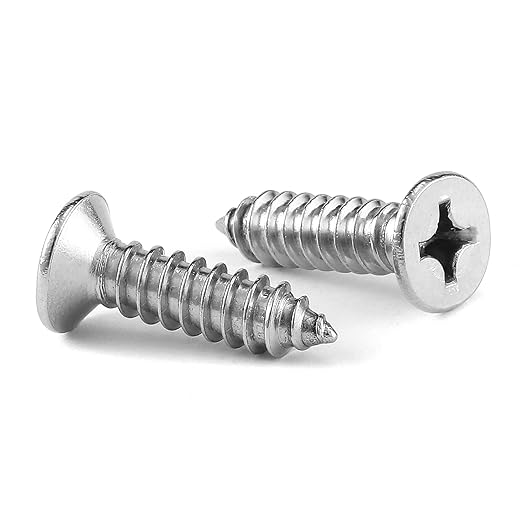 #10 x 5/8" Wood Screw 100Pcs 18-8 (304) Stainless Steel Screws Flat Head Phillips Fast Self Tapping Drywall Screws by SG TZH