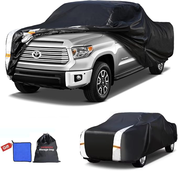 Toyota Tundra Truck Cover Custom Fit 2006-2021 Regular Cab Long Bed(8.1') with Door Zipper, 10 Layers Outdoor Heavy Pickup Truck Cover Waterproof All Weather, Wind Dust Sun Protector.