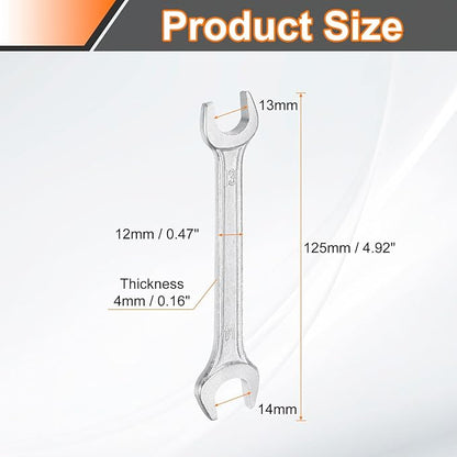 HARFINGTON 5pcs Double Open End Wrench 13mm x 14mm Metric 15 Degree Offset Angle Small Flat Head Wrench Galvanizing Open Ended Spanner for Automotive Repair Furniture Assembly