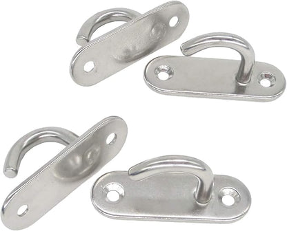 Stainless Steel Ceiling Hooks & Wall Hangers - Heavy Duty M6 Screw Mount, Rust-Proof Anchor Straps for Garage, Outdoor, Storage (4-Pack)