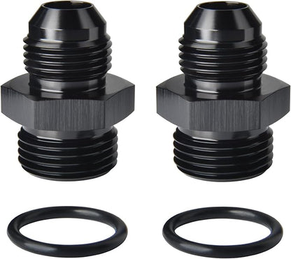 8AN Male Flare to 10AN ORB O-ring Boss Fuel Pump Rail Adapter Fitting Aluminum Black, Pack of 2