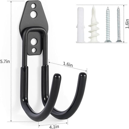 Garage Hanging Hooks Wall Mount, Garage Tool Storage Hooks, Wall Hangers for Hose, Tools, Garden Equipment, Ladder, Bikes, Broom and mop, Balck
