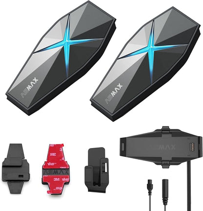 F1 3-Mode Motorcycle Helmet Intercom for 10 Riders, Offline Voice Control Motorcycle Bluetooth Headset with Hi-Fi Speaker, Multitasking,Mesh Helmet Communication Systems, Fast Charging, 2 Pack