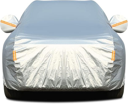 Tecoom Car Cover Waterproof All Weather, Fleece Lining with Zipper Door Lock Car Covers for Automobiles, 3 Layers Full Outdoor Car Cover Wind Snow Hail UV Sun Protection Fit for SUV (191-205 Inch)