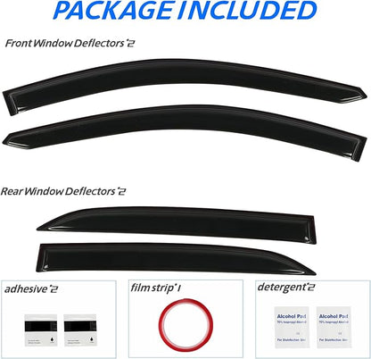 Window Rain Guards for 2018-2024 Chevrolet (Chevy) Equinox, Tape-on Window Visor, Outside-Mount Vent Shade Wind Deflector Rain Shield Protector Sun Visor for 18-24 Equinox