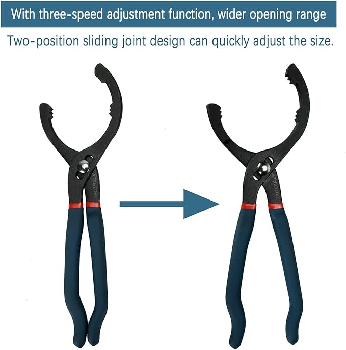 Oil Filter Wrench Set, 12" & 14" 2pcs Adjustable Oil Filter Pliers, Oil Filter Removal Tool, Universal, No Slipping for Engine Filters, Conduit, Fittings