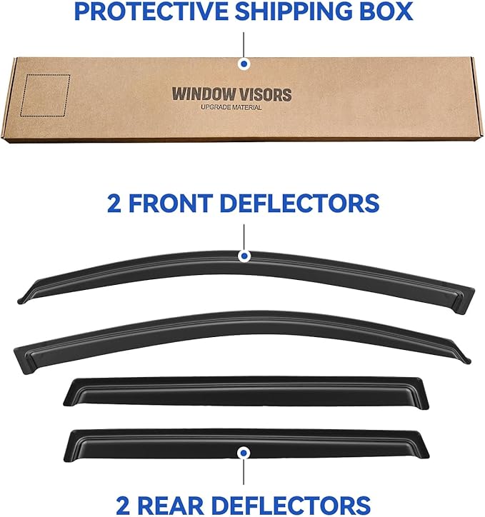 Window Visors Rain Guards Shield for 2006-2012 Toyota Rav4, Out-Channel Window Vent Wind Deflectors Visors Shades for 06 07 08 09 10 11 12 Rav4