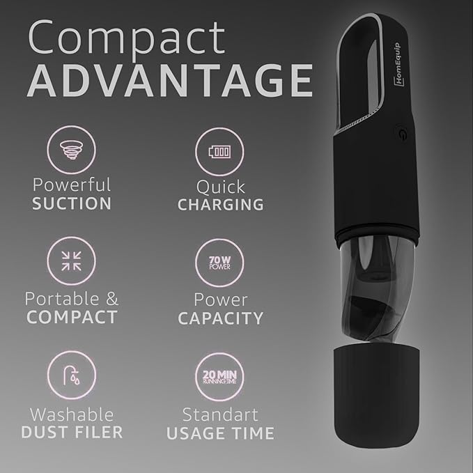 Handheld Portable Cordless Vacuum Cleaner - Easy to Use, Lightweight, Compact Design - Hand Vacuum for Dust Pet Hair Dirt Home Car Interior - Rechargeable Battery with USB-C Cable