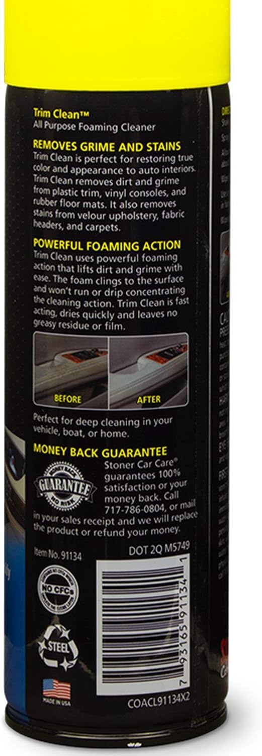 Stoner Car Care 91134 Trim Clean All-Purpose Fast Acting Powerful Foaming Cleaner Quickly Removes Grime and Stains From Trim, Consoles, and More To Restore Automotive Interiors, 18 Oz, Pack of 1