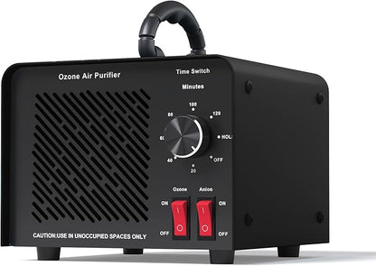 120,000mg/h 0zone Generator High Capacity Ozone Machine & Negative Ion Air Purifier for Home, Car, Pet Odor Removal, O3 Odor Eliminator up to 2,500 Sq. Ft.(Black)
