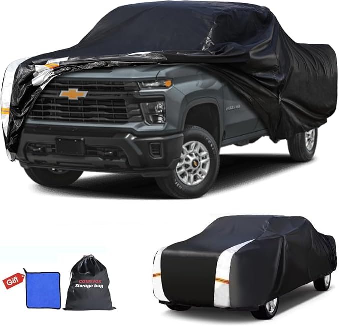 Chevrolet Silverado 2500HD Truck Cover Custom Fit 2020-2026 Crew Cab Short Bed(6.8') with Door Zipper, 10 Layers Outdoor Heavy Pickup Truck Cover Waterproof All Weather, Wind Dust Sun Protector.