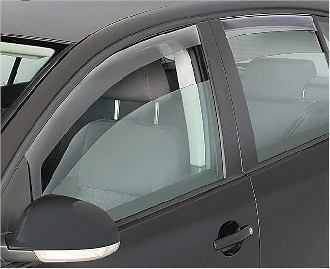 OMAC Window Visor Vent Rain Guard Deflector for VW Tiguan 2009-2017 Black Smoke 4 Pcs