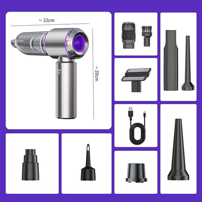 Handheld Car Vacuum Cleaner Cordless,21000Pa High Power Hand Held 3-Speed Adjustment and Multi-Nozzles Cleaner for Car, Home, Office, Pet Hair