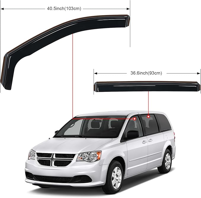 Nilight in Channel Rain Guards for Grand Caravan 2008-2023, Chrysler Town Country 2008 2009 2010 2011 2012 2013 2014 2015 2016, Volkswagen Routan 2009-2012 Window Deflectors, Vent Window Visors-4PCS