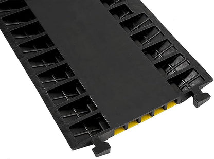 CXRCY 5 Channel Cable Protectors Ramp, 2Pack Cable Ramps,18000lbs Capacity Heavy Duty Rubber Driveway Traffic Speed Bumps Hose Cord Cable Protector Ramp for Wire/Hose/Pipe Hider