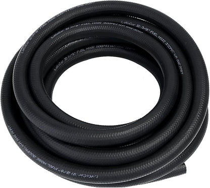 LokoCar Rubber Fuel Hose Line Push Lock 3/8" ID SAE 30R7 NBR 25ft 300PSI Black