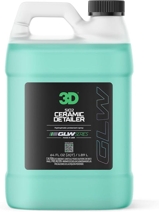3D Ceramic Detailer, GLW Series | Hyper Gloss Finish | SiO2 Peak Hydrophobic Top Coat | Extends Life of Waxes, Sealants, Coatings | DIY Car Detailing Spray | 64 oz