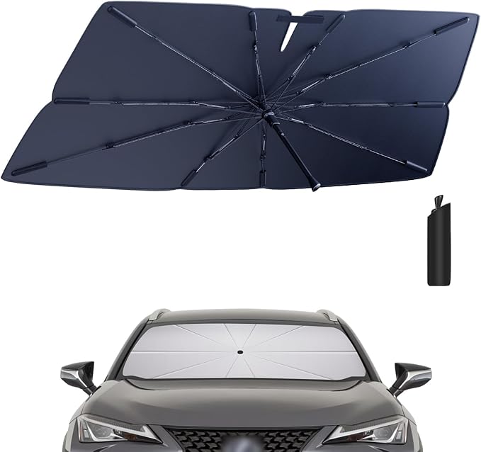 Windshield Sun Shade Umbrella Compatible with 2019-2025 Lexus UX Accessories: Custom Fit 210T Silver, Foldable Sunshade Front Window Sun Visor, Blocks UV Rays, Keeps Car Cool for 200/250h/Premium